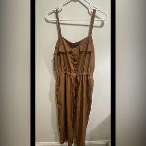 Blush Warm Brown Sleeveless Jumpsuit with Button Front